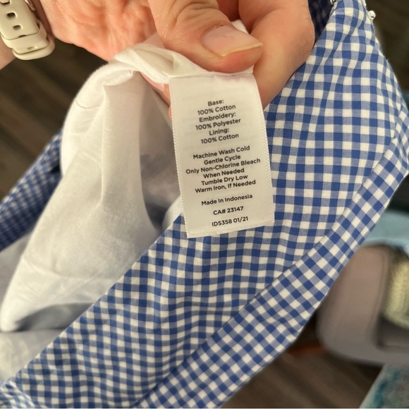 Talbots Skirt Women's 4P Petite Gingham Cotton Canvas Embroidered Parrots Preppy - Picture 4 of 5